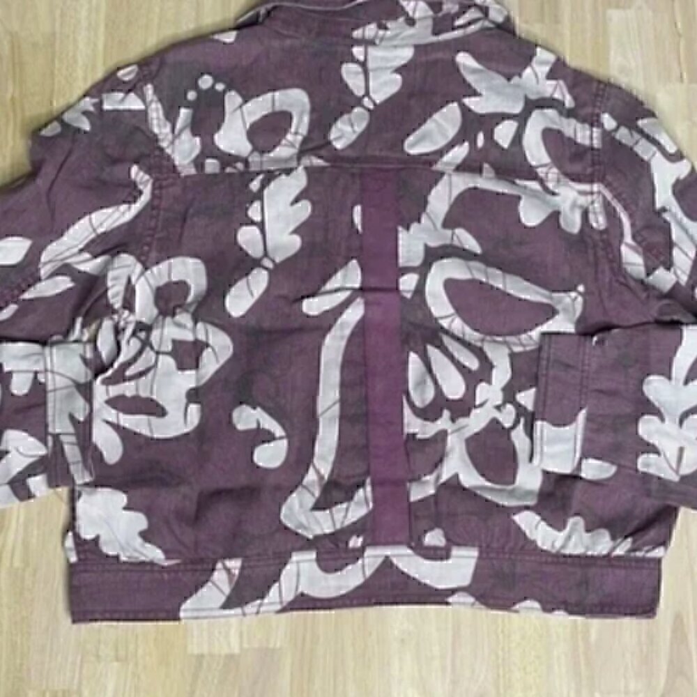 Anthropologie Mags Utility Trucker Jacket Purple Motif - Picture 5 of 11
